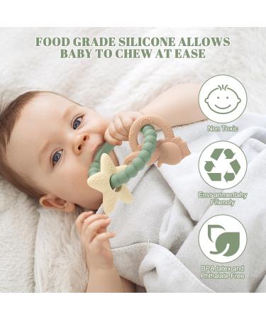 ClDy Ocean Green Bite Ring for Babies | BPA-Free Silicone Teething Toy | Soothing & Stimulating Gums | Ideal for 3 Months+ - Buy Online on SooperMarket.com