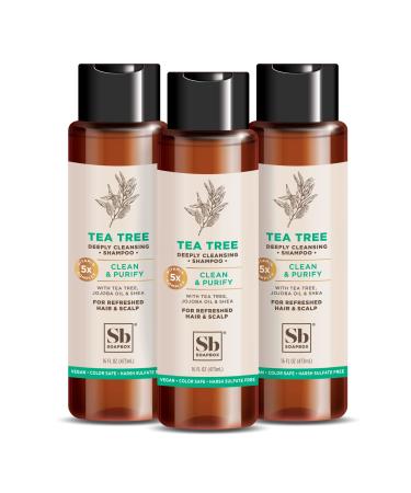 Soapbox Shampoo Vegan & Cruelty Free Hydrating Shampoo with Tea Tree with Shea Butter Color Safe Paraben and Sulfate Free All Natural Hair Cleanser 16oz (Pack of 3)