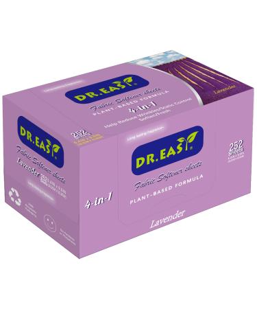 DR.EASY Dryer Sheets Plant Based Formula 252 Ct Fabric Softener sheets for Laundry Lavender Essential Oil Scented No Artificial Fragrances No Dyes Reduce Static & Wrinkles Help Repel Pet Hair Lavender 252 Count (Pack of 1)