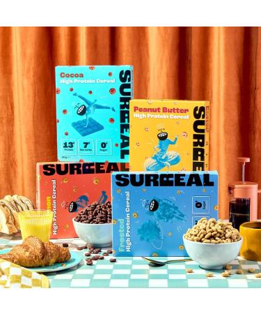 Surreal Variety Pack - High Protein Cereal Low Sugar- Healthy Plant Based in Fibre Carb Gluten Free Vegan 13g of Protein 0g Sugar 240g per Box 4 (1 x each) - Buy Online on SooperMarket.com