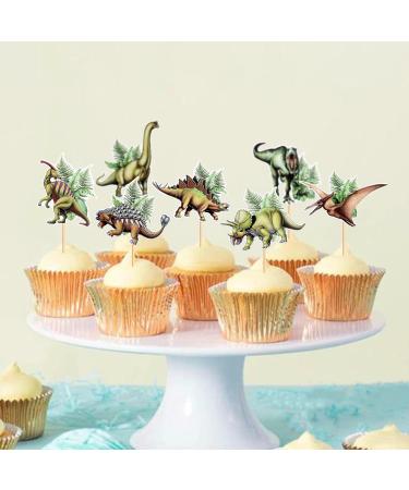 Cyodoos 28 PCS Dinosaur Cupcake Toppers Baby Dinosaur Cupcake Picks Dinosaur Theme Baby Shower Children's Birthday Party Cake Decorative Supplies Dinosaur Party Happy Birthday Party Decorative Green 1 - Buy Online on SooperMarket.com