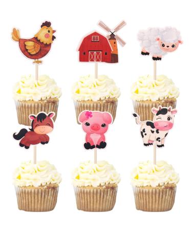 24 pieces farm animal birthday tortendendeko farm animal cupcake topers barn animals farm theme theme cow muffin decoration baby shower children birthday party cake decorations accessories