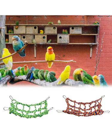 Bohue 2Pcs Colorful Woven Climbing Net Pet Hammock Netting Toy Hanging Hammock Net with 4 Hooks Small Animal Supplies Rope Ladder for Parrot Bird Hamster Squirrel - Buy Online on SooperMarket.com