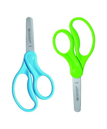 Westcott 13168 Right- and Left-Handed Scissors, Kids' Scissors, Ages 4-8, 5-Inch Blunt Tip, Assorted, 2 Pack