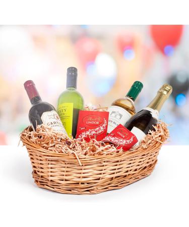 DIY Wicker Gift Hamper Kit - Oval Basket for Christmas, Weddings, Baby Showers - Natural - Buy Online on SooperMarket.com