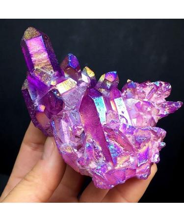 Decorative Crystal Natural Quartz Amethyst Cluster Crystal Stone Electroplated Colorful Crysral Cluster Specimen Home Gifts 1pcs Home Decor Crystal FUZEGRDLI (Color : Amethyst Cluster Size : 60 70g 60 70g Amethyst Cluster