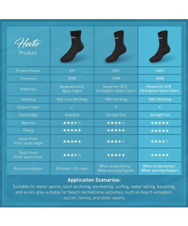 Hevto Diving Fins Socks 3/5mm Neoprene GBS | Sand Proof Beach Swim Socks | XS-3mm - Buy Online on SooperMarket.com