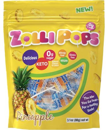 Zollipops Clean Teeth Pops Dental Health Lollipops 30 Count Zero Sugar Pineapple Flavor Vegan & Gluten Free Pack of 2 - Buy Online on SooperMarket.com