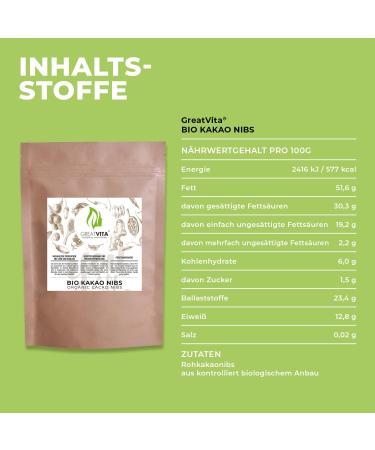 Organic Cocoa Nibs 800g - Raw Topping Additive-Free from Peru | GreatVita - Buy Online on SooperMarket.com