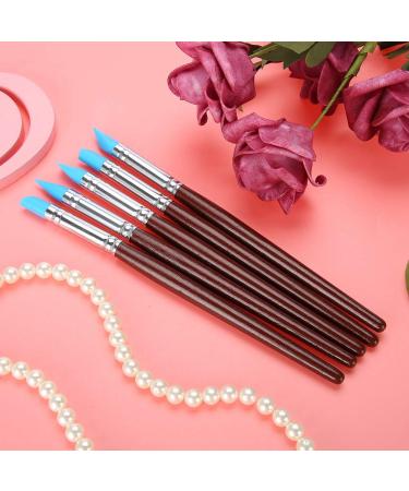 5pcs Dental Silicone Pen Set - Wooden Handle Blue Head Modeling Tools for Tooth & Manicure - International Shipping Available - Buy Online on SooperMarket.com