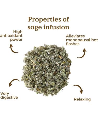 Sage Tea Loose Organic 100g (50 Cups) | Organic Sage Leaves Cleaned Chopped and Dried Ready to Infuse REPLANTEA - Buy Online on SooperMarket.com