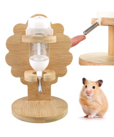 Hamster Water Bottle with Stand Adjustable Wooden Small Animal Water Dispenser Stand Free Standing Small Animal Water Bottle Hamster Water Dispenser with Stand for Small Animals (80ml)