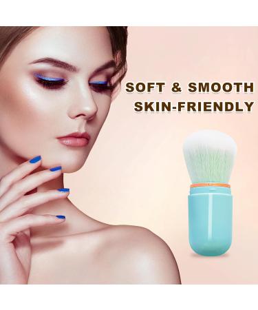 Retractable Kabuki Brush Travel Makeup Brush Cute Capsule-shape Blush Brush Foundation Brush Suitable for Liquid Foundation Pressed Powder Contour Cream Blue - Buy Online on SooperMarket.com