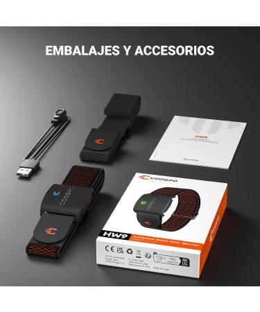 COOSPO HW9 Heart Rate Monitor - Bluetooth Ant+ Sensor IP67 Waterproof Smart HRM Pulse Bracelet Compatible with Polar Wahoo Garmin Wift Elite - Black - Buy Online on SooperMarket.com