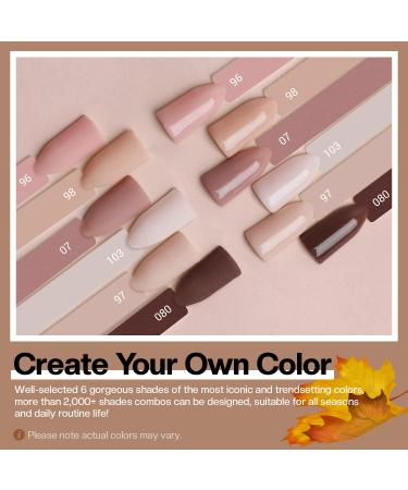 Modelones 6 Colors Dip Powder Nail Kit Starter 12Pcs Fall Winter Nude Brown Neutral Skin Tone - Acrylic Dipping Powder System with Base & Top Coat, Activator - French Nail Art, DIY Manicure Kit - Buy Online on SooperMarket.com