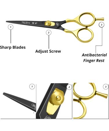 Wishbeauty 6" Professional Scissor for Hair Cutting Hair Dressing Thinning Shear Scissors UK Shears for Hair Cutting Barber Scissors for Professionals - Buy Online on SooperMarket.com