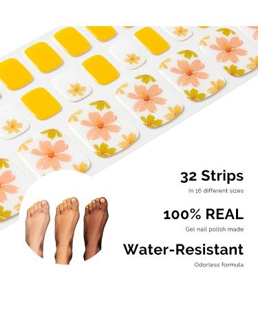 NAILOG Semi Cured Gel Nail Strips - 32 Long Lasting Yellow Sunday Park Toe Polish Stickers - Buy Online on SooperMarket.com