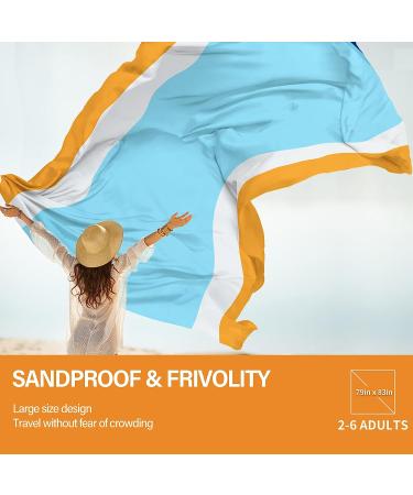 Famstar Beach Blanket Oversized Extra Large79 X 83" Waterproof Sandproof Beach Blanket 1-7 Adults Lightweight Durable for Travel Camping Hiking Picnic (79" X 83"  Orange&Blue) 79" X 83" Orange - Buy Online on SooperMarket.com