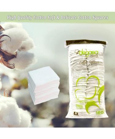 Degasa Premium 100% Pure Cotton Exfoliating Squares - Hypoallergenic Lint-Free Makeup & Nail Polish Remover Pads for Women | 160 Count - Buy Online on SooperMarket.com