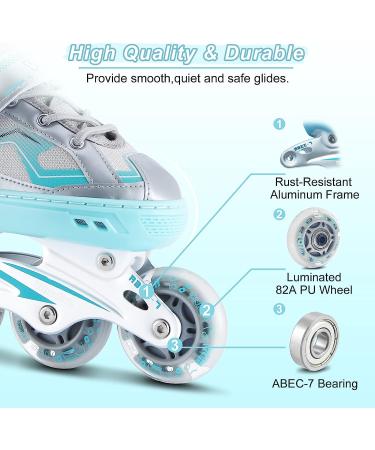 Wheelive Adjustable Inline Skates for Kids | Outdoor Roller Blades with Light-Up Wheels | Blue Small-Little Kid Size 11J-1.5 - Buy Online on SooperMarket.com