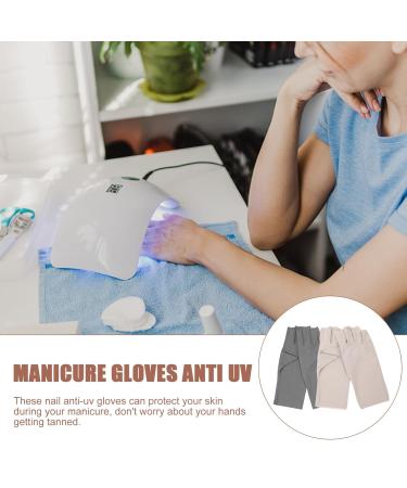 Beavorty 2 Pairs Uv Protection Gloves Anti Uv Gloves Gel Manicure Gloves Fingerless Gloves for Women Grey Beige - Buy Online on SooperMarket.com