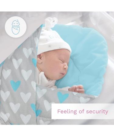 Baby Swaddle Wrap Blanket | Newborn Cotton Swaddling Sleeping Bag 0-3 Months (Blue Hearts) - Buy Online on SooperMarket.com