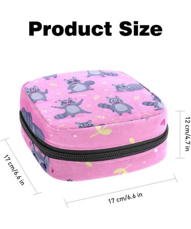 Raccoons Cartoon Sanitary Napkin Storage Bag - Portable Period Pouch for Women & Teens - Multi-Colored - Buy Online on SooperMarket.com