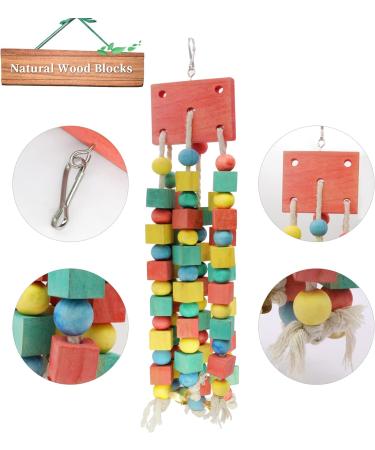 MQUPIN Bird Chewing Toy for Small Parrots - Multicolored Wooden Blocks - Ideal for Cockatiels & African Greys (S-20 inch) - Buy Online on SooperMarket.com