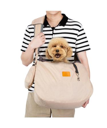 Ownpet's dog carrier bag large dog bag up to 11kg sling dog turnable and free-handed dog bag with adjustable belt and shoulder pad for outdoor M (7-11kg) beige