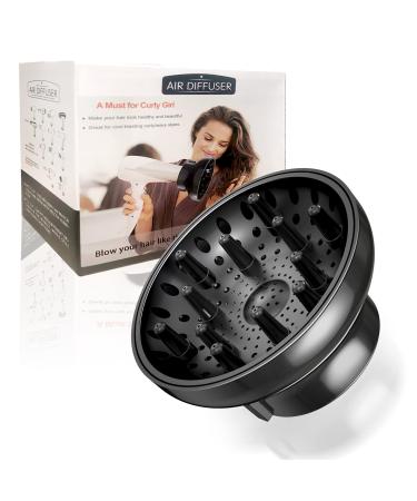 Hair Dryer Diffuser Attachment Universal Adjustable Professional Salon Tool for Curly Hair Fits Most Kinds of Blow Dryer Diameter 4.3-6.5CM Black