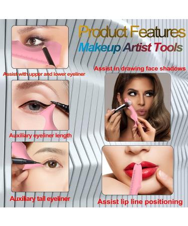 Reusable Silicone Winged Eyeliner Stencils - 5 in 1 Multi-Purpose Makeup Tool for Beginners - Pink - Buy Online on SooperMarket.com
