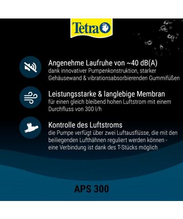 Tetra APS 300 Aquarium Air Pump | Quiet Diaphragm Pump for 120-300L Aquariums | International Shipping Available - Buy Online on SooperMarket.com