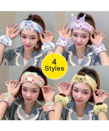 Kawaii Purple Spa Headband and Wristband Set for Women and Girls - Soft Skincare and Makeup Hairband for Face Washing, Bath, Shower, and Beauty - Buy Online on SooperMarket.com