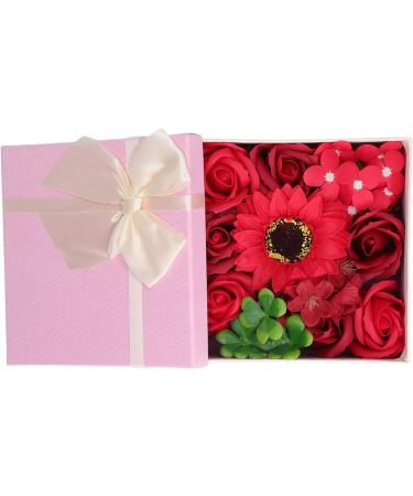 Simulation Flower Bath Soap Women Exquisite Flower Soap Gift Box for Birthday Valentines Day Christmas for Her Women Teens Girls Mom Birthdays (Red) - Buy Online on SooperMarket.com