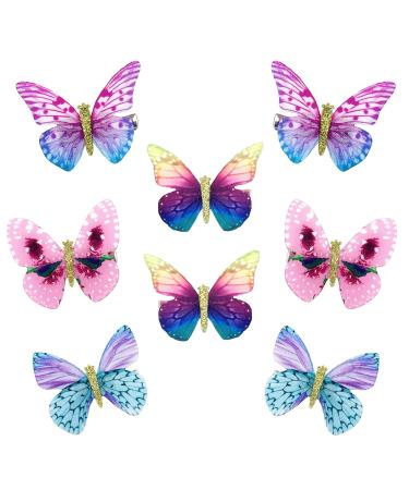 mciskin Butterfly Hair Clips Baby Hair Clips Butterfly Glitter Barrette for Women Girl and Infant (8pc- Colorful Butterfly)