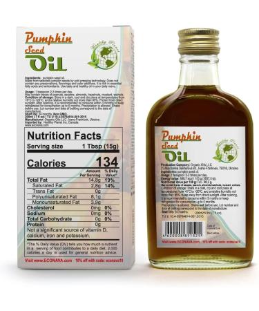 ECO NAVA | Pumpkin Seed Oil 200 ml / 6.8 fl oz | 100% Natural Extra Virgin Cold Pressed | Unrefined Raw No-GMO Vegan | Gluten-Free | Premium Food Grade | Great for Cooking & Skin Applications - Buy Online on SooperMarket.com