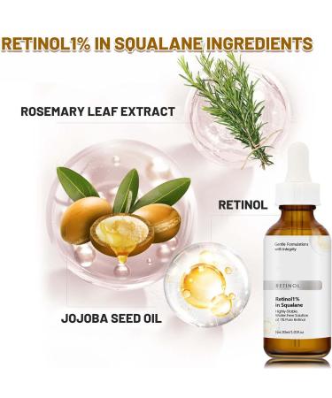 Retinol1% In Squalane Retinol Serum For Face Retinol Serum High-Strength Face Serum for Women Anti-Aging Face Serum Fade Fine Lines Acne Reduced Skin Brightening Face Serums For Skin Care - Buy Online on SooperMarket.com