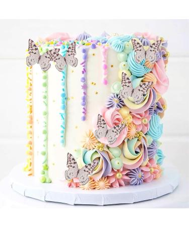 48 Piece Alegre Butterflies Cupcake Topper - Edible Tortendeco Decorations for Birthday Cakes - Black & White Butterfly Muffin Decor - Buy Online on SooperMarket.com