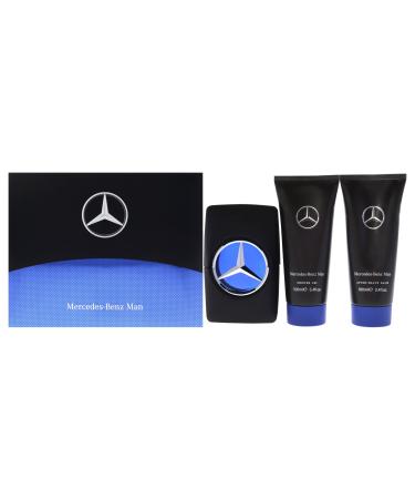 Mercedes-Benz Man Gift Set - Iconic Fragrance with EDT Spray Shower Gel Aftershave for Men - Long Lasting Aromatic Woody Fruity Mens Cologne - 3 pc