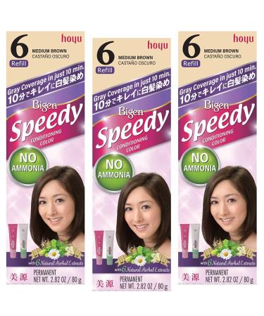 BIGEN SPEEDY CONDITIONING COLOR (#6 Medium Brown) Pack of 3 + Free Tint Brush - Buy Online on SooperMarket.com