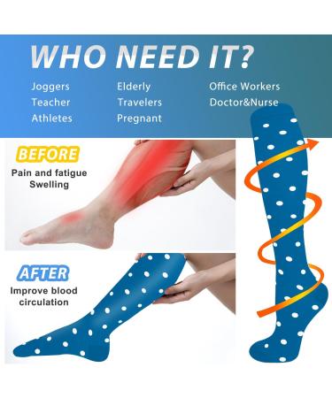 Buy Actinput Compression Stockings for Men & Women - 4 Pairs Colorful Support Socks for Sports Travel & Nursing - Blue S-M - Buy Online on SooperMarket.com