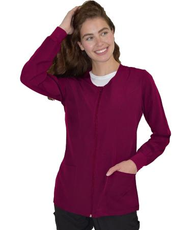 Green Town Women's Zip Front GT Performance Warm-Up Scrub Jacket - Large Wine/Berry - Buy Online on SooperMarket.com