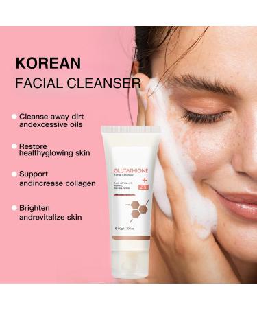 Glutathione Face Cleanser - Glutathione Face Wash With Aloe & Vitamin C Hydrating Facial Cleanser Gentle Cleanse Cleaning Pores Moisturising Cleanser For Dry Skin Acne Prone & Sensitive Skin - Buy Online on SooperMarket.com