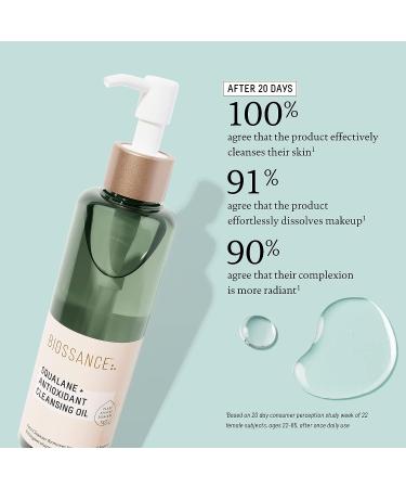 Biossance Squalane + Antioxidant Cleansing Oil - Lightweight Deep Cleansing and Makeup Remover for All Skin Types (6.7 oz) - Buy Online on SooperMarket.com