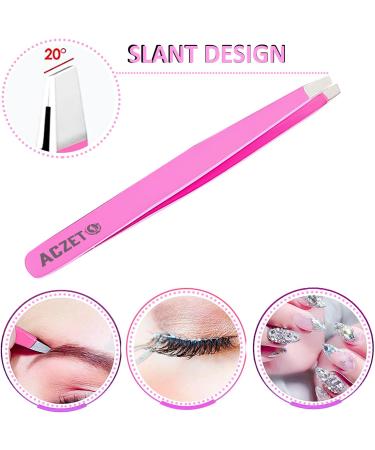 Professional Stainless Steel Eyebrow Tweezers for Precision Plucking and Ingrown Hair Removal - Pink - Buy Online on SooperMarket.com