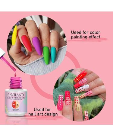SAVILAND Glows in The Dark Gel Nail Polish Set - 12 Colors Neon Glow Nail Polish for DIY Nail Art - Valentines Day Gift - Buy Online on SooperMarket.com