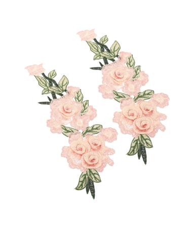 Operitacx 2pcs Sew Romantic Diy Floral Embroidered Apricot Craft Flower Fabric Applique Patches for Ornaments As Shown 27.00X10.00X0.10CM
