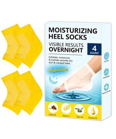 Moisturizing Gel Heel Socks for Dry Cracked Feet - 2 Pairs - Spa Socks for Cracked Heel Treatment - Heal Dry Heels - Night Care Skin - Foot Care for Women & Men (Regular Yellow) Yellow/Regular