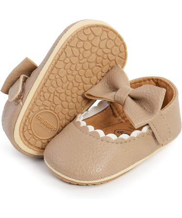 RVROVIC Baby Girl Moccasins | Princess Mary Jane Flat Crib Shoes 0-6 Months | Premium Lightweight Soft Sole Toddler Shoes (Beige) - Buy Online on SooperMarket.com