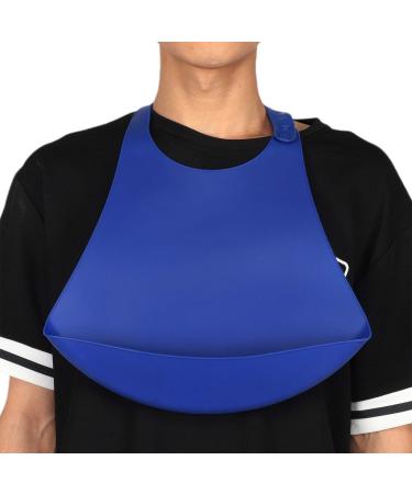 Adult Bib Adjustable Adult Silicone Bib with with Detachable Crumb Catcher Waterproof Bib Clothing Protectors for Seniors Elderly Disabled Patients